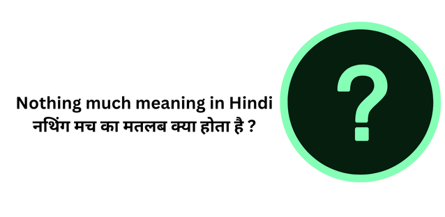 Nothing much meaning in Hindi || नथिंग मच का मतलब क्या होता है ?